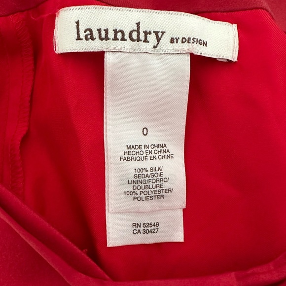 Laundry Size 0, Red Silk Slip Dress, crisscrossed straps, Chevron Ribbon Accent - Picture 10 of 10